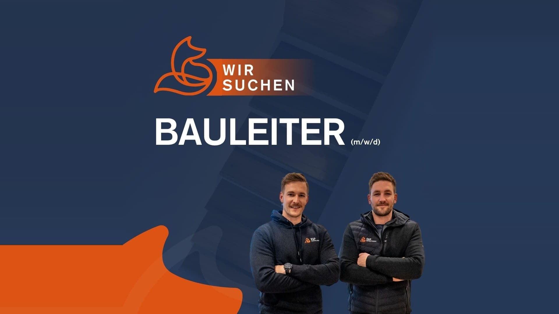 Philipp Fuchs und Daniel Fuchs, Geschäftsführer der D&P Holding und der D&P Bodenleger GmbH, zur Stellenausschreibung Bauleiter (m/w/d) Philipp Fuchs und Daniel Fuchs, Geschäftsführer der D&P Holding und der D&P Bodenleger GmbH, zur Stellenausschreibung Bauleiter (m/w/d)